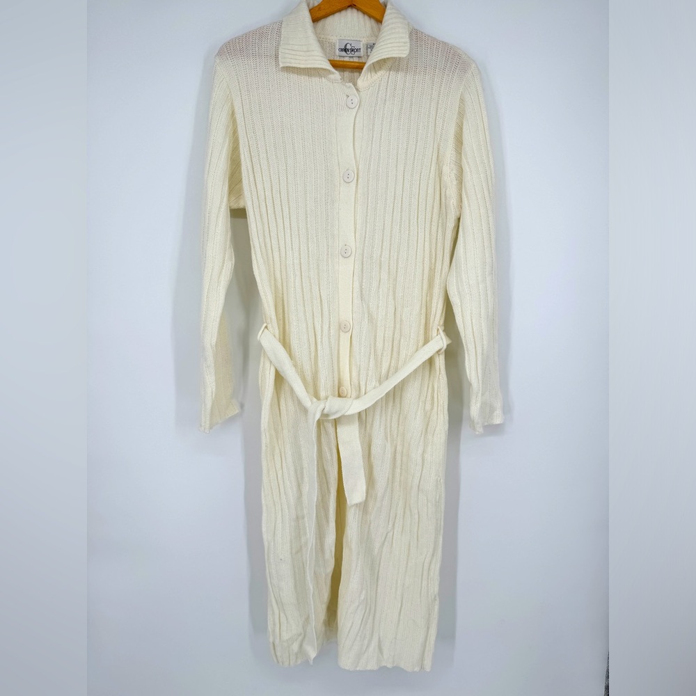 Vintage NWT Caren Sport off white knit duster cardigan